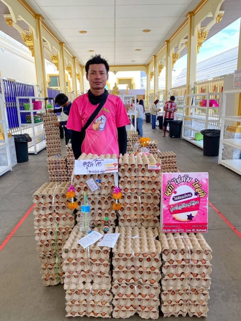 ไข่ต้มแก้บนหลวงพ่อโสธร เตรียมไข่จำนวนมากสำหรับถวายแก้บนที่วัดโสธร