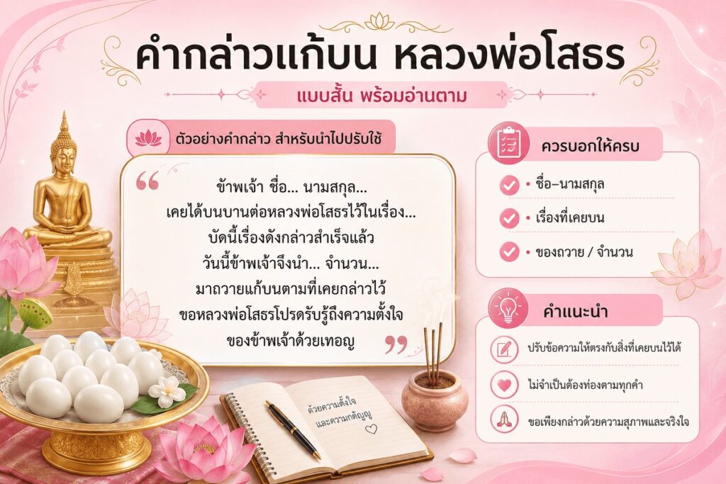 คำกล่าวแก้บน หลวงพ่อโสธร